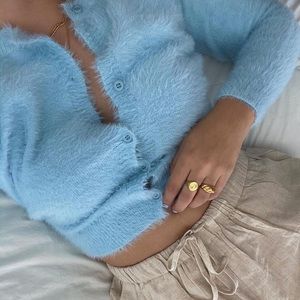 Princess Polly Phoebe Cropped Cardigan Blue